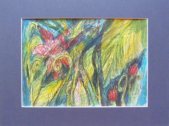 Anna Skowronek - Garden sketch 13-colored drawing, original, unique