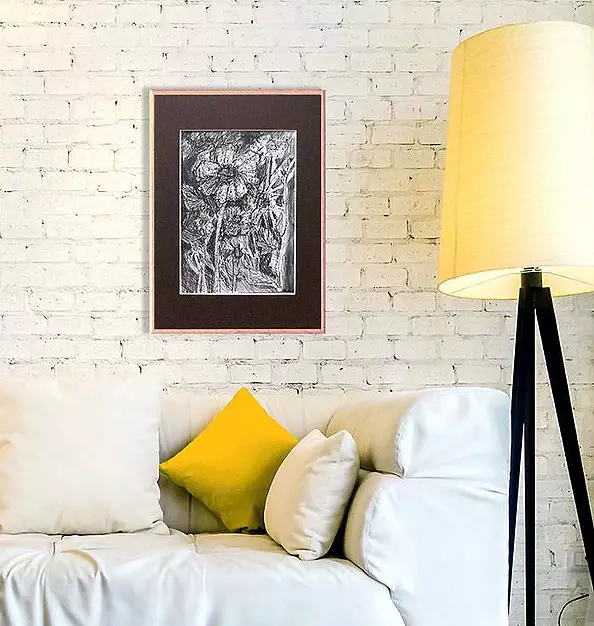 Anna Skowronek - Szkic ogrodowy - czarno biały rysunek, oryginał, unikat