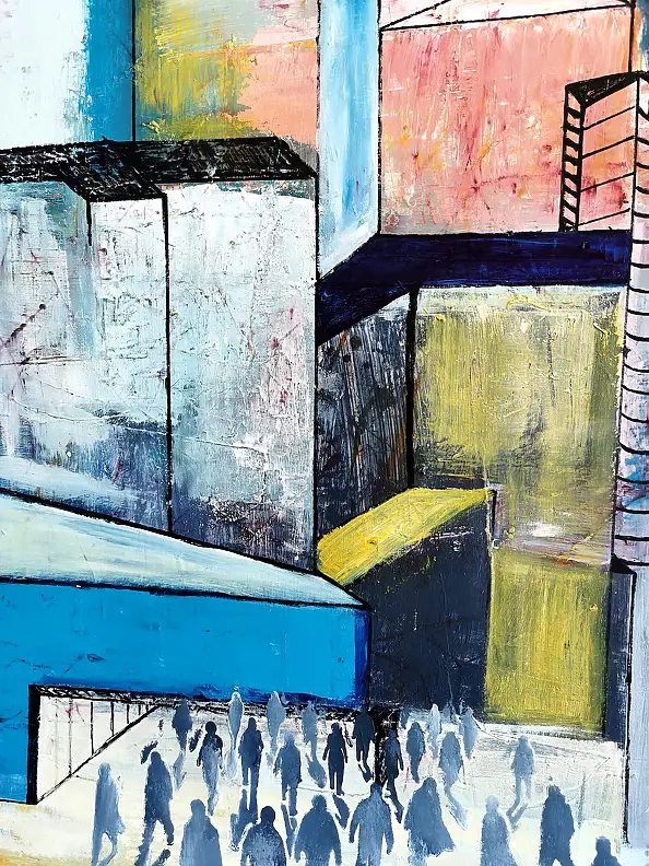 Przemyslaw Michalczuk, Glass houses 9, Acrylic painting, Oil painting - canvas, 100 x 100