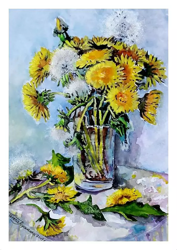 Teresa Kopańska -  A glass full of dandelions