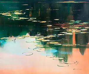Aleksandra Adamczak, Smaragdgrüne Gedanken, Acrylgemälde - Leinwand, 80 x 70