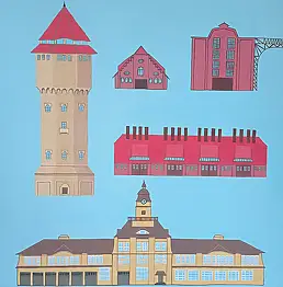 Aleksandra Gaweł Krajska, Szopienice – Stahlwerk Uthemann, Acrylgemälde - Leinwand, 70 x 100