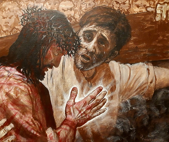 Rafał Czwichocki - Szymon Cyrenejczyk pomaga nieść krzyż Panu Jezusowi.