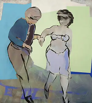 Włodek Warulik, TANECZNYM KROKIEM, Obraz akrylowy - płótno, 90 x 100