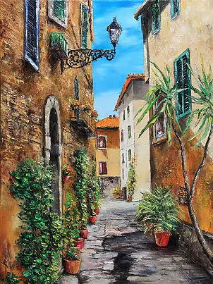 Radosław Popek - TUSCANY - STREET oil painting 80X60c