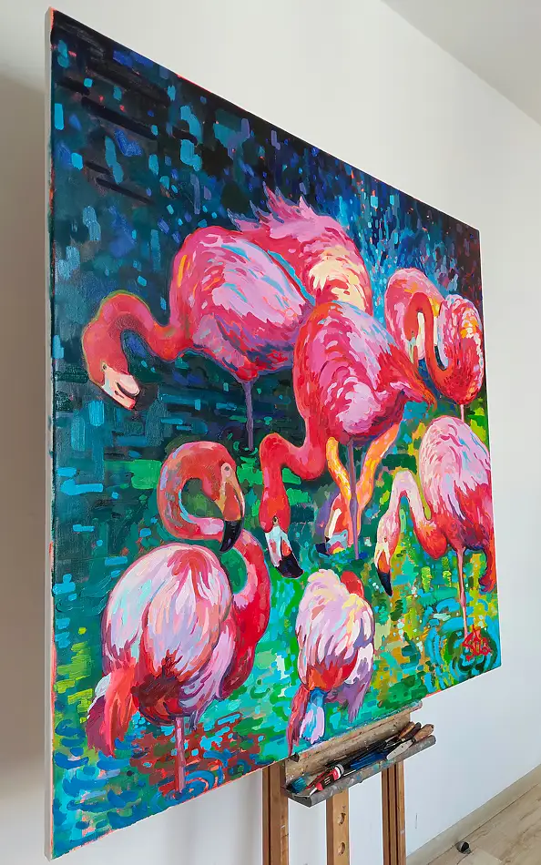 Anastasiia Kurkova, Tajemnica Scarletowej Laguny, Obraz olejny - płótno, 130 x 125