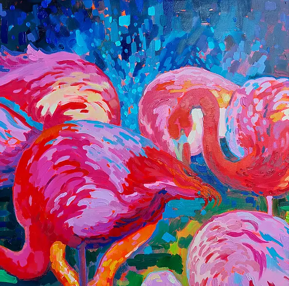 Anastasiia Kurkova, Tajemnica Scarletowej Laguny, Obraz olejny - płótno, 130 x 125