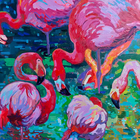 Anastasiia Kurkova, Tajemnica Scarletowej Laguny, Obraz olejny - płótno, 130 x 125