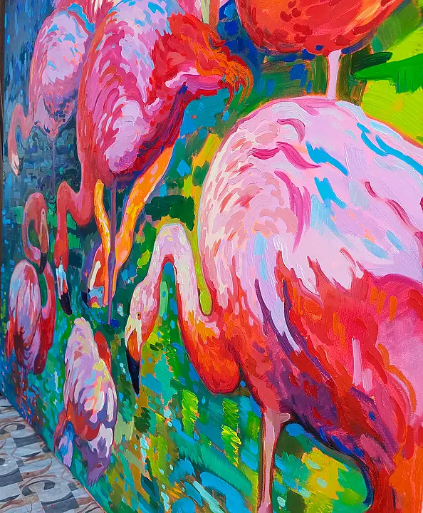 Anastasiia Kurkova, Tajemnica Scarletowej Laguny, Obraz olejny - płótno, 130 x 125