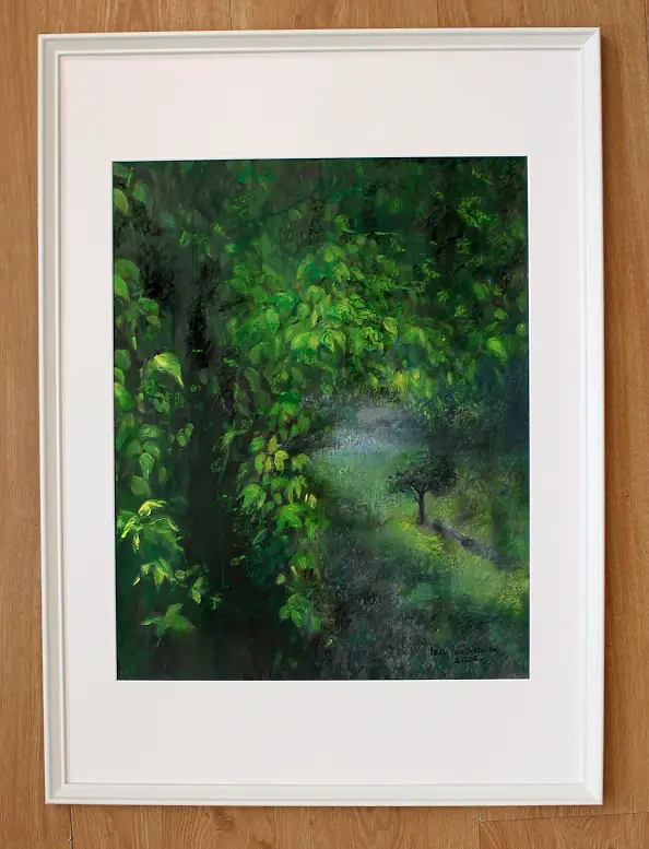 Iza Jaśniewska, The Secret Garden, Crayon, Acrylic painting, Pastel - paper, 40 x 50