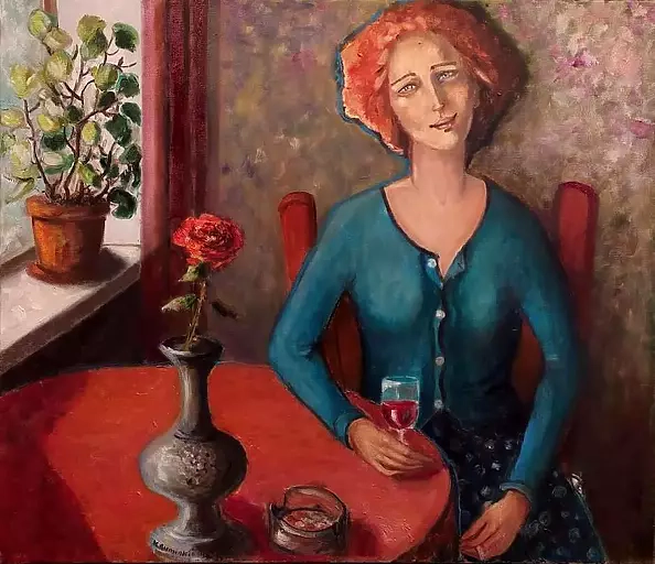 Krystyna Ruminkiewicz - One with wine and a cigarette