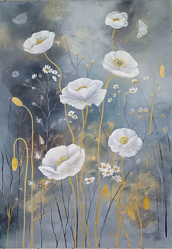 Luba Santkiewicz - Where the fog touches the white petals of poppies.