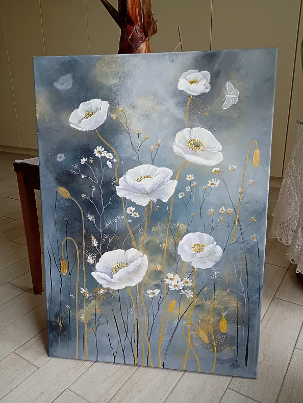 Luba Santkiewicz - Where the fog touches the white petals of poppies.