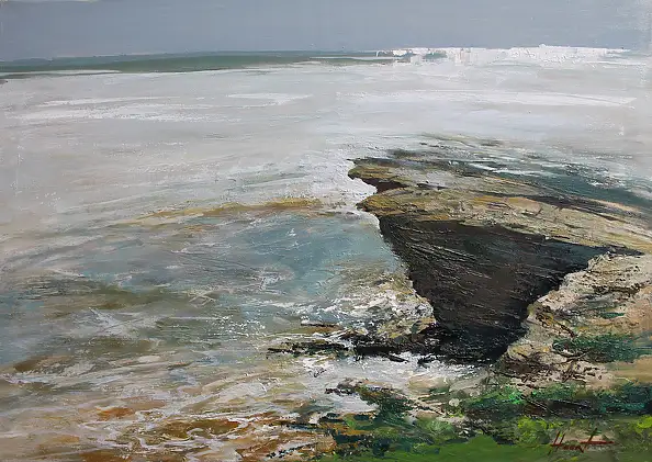 Henadzy Havartsou, Dove riposa l'acqua, Quadro a olio - tela, 70 x 50