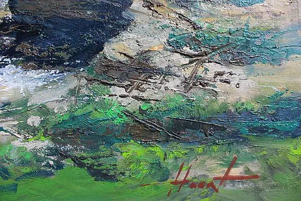 Henadzy Havartsou, Dove riposa l'acqua, Quadro a olio - tela, 70 x 50