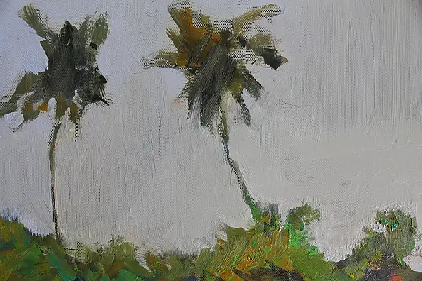 Henadzy Havartsou, Tam, gdzie zbierają się łodzie, Obraz olejny - płótno, 70 x 50