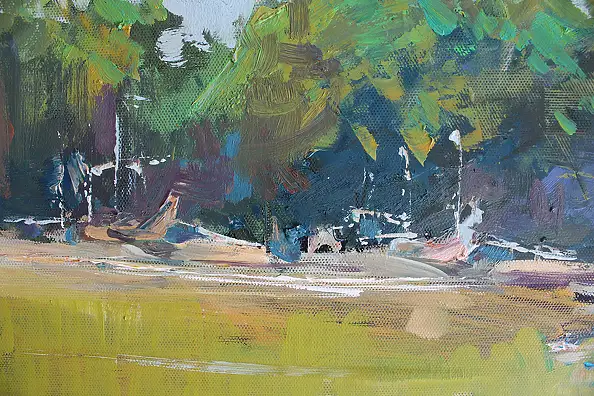 Henadzy Havartsou, Tam, gdzie zbierają się łodzie, Obraz olejny - płótno, 70 x 50