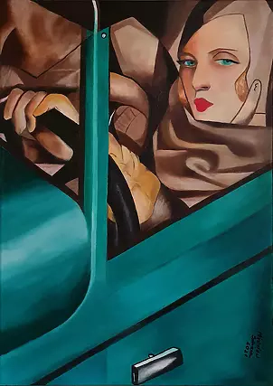 Mirosław Sobiech - Tamara Łempicka Self-portrait in a green Bugatti