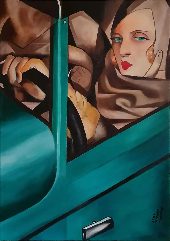 Mirosław Sobiech - Tamara Łempicka Self-portrait in a green Bugatti