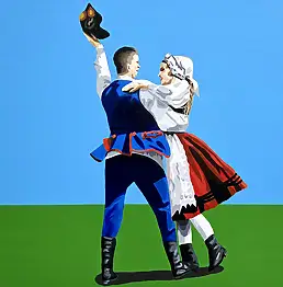 Monika Adamczyk, Tańce polskie , Obraz akrylowy - płótno, 70 x 50