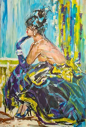 małgorzata machynia, Dancer, Acrylic painting - canvas, 100 x 150