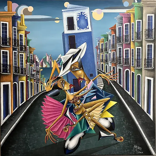 Robert Jadczak, Taneczny spacer na Costera de la Mar, Obraz olejny - płótno, 100 x 100