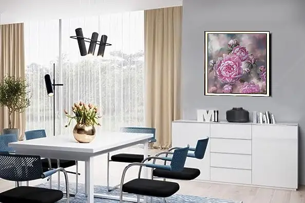 Lidia Olbrycht, Peony Dance, Quadro a olio - tela, 80 x 80