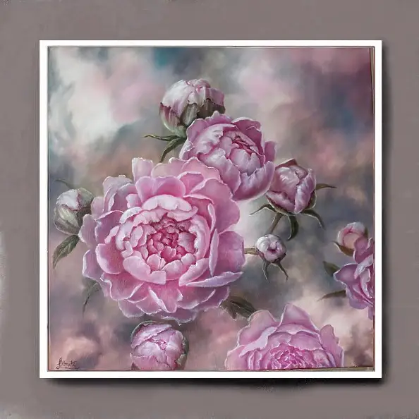 Lidia Olbrycht, Peony Dance, Quadro a olio - tela, 80 x 80