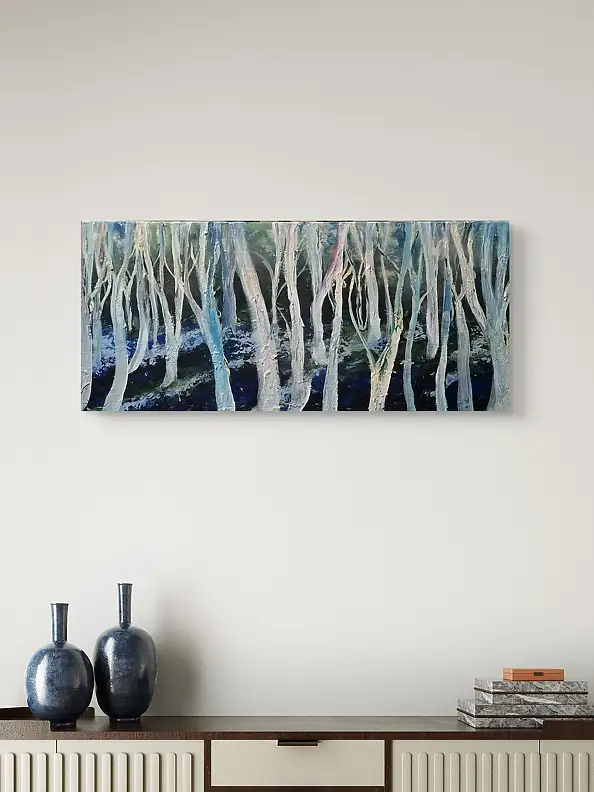 Ewa Mościszko, Larmes au paradis, Peinture acrylique, Peinture à l'huile, Tempera - toile, 70 x 30