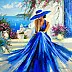 Olha Darchuk, The Blue Dream of Santorini, Obraz olejny - płótno, 80 x 80