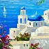 Olha Darchuk, The Blue Dream of Santorini, Obraz olejny - płótno, 80 x 80