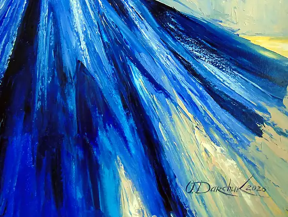 Olha Darchuk, The Blue Dream of Santorini, Obraz olejny - płótno, 80 x 80
