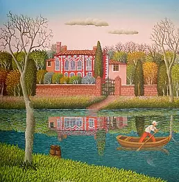 Cesare Marchesini - Boat on the river Brenta