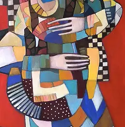 Kolesnikova Irina, Die Umarmung, Ölbild - Leinwand, 45 x 100