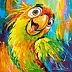 Olha Darchuk, The Excitement of a Colourful Parrot, Obraz olejny - płótno, 40 x 40