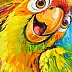 Olha Darchuk, The Excitement of a Colourful Parrot, Obraz olejny - płótno, 40 x 40