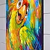 Olha Darchuk, The Excitement of a Colourful Parrot, Obraz olejny - płótno, 40 x 40