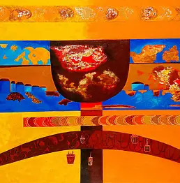 Sarka Mrazova Cagliero,  праздник осени, Акрилова картина - , 100 x 70