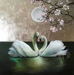 Adriana Plucha, Harmony - Silverness - Platinum flakes, Other - canvas, 80 x 80
