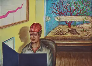 Zbigniew Suwała, Офис, Акрилова картина - холст, 90 x 70