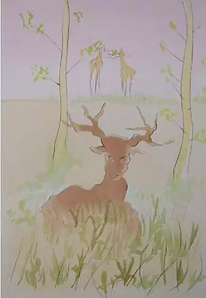 Salvador Dali - The Sick Deer from Le Bestiaire de la Fontaine Dalinise