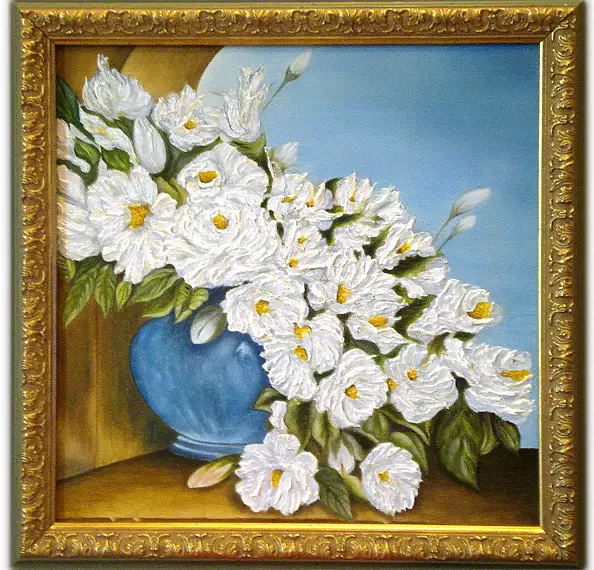 Yuliya Strizhkina - The White Flowers Oil painting
