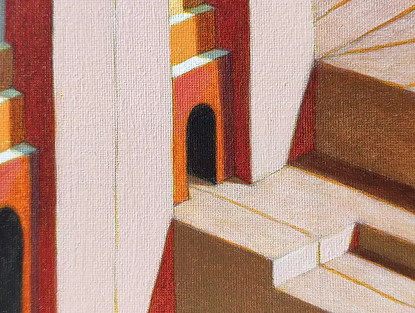 federico cortese, Der Bauherr, Ölbild - Leinwand, 60 x 100