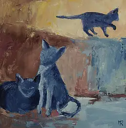 Magdalena Różycka, коты, Масляная картина - холст, 73 x 60