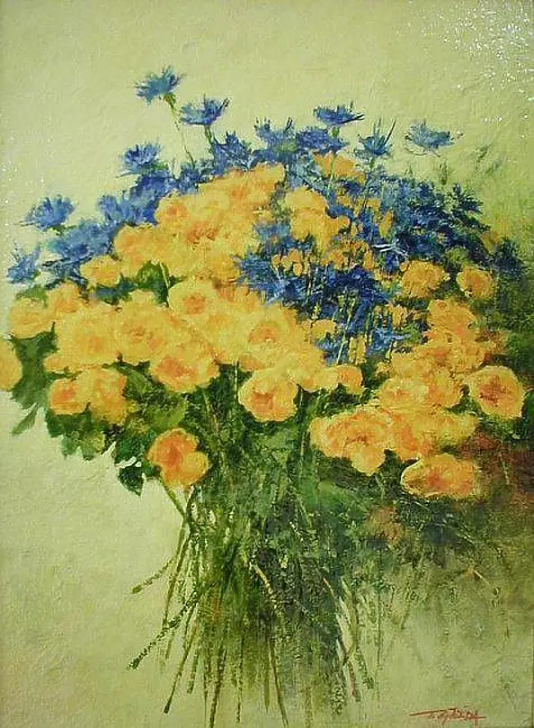 Tadeusz Gazda - Cornflowers and marigolds