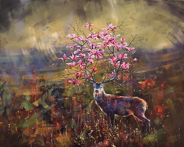 Gabriel Bodnariu - The deer with magnolia