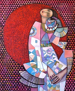 Kolesnikova Irina - The girl in the embrace of the red sun