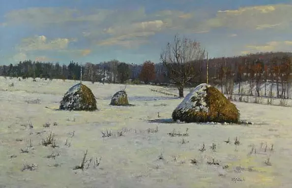 Wojciech Górecki - Haystacks in winter coat