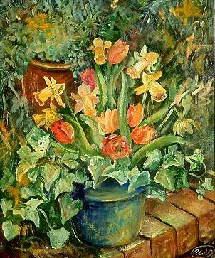 Urszula Nieborak - Daffodils and ivy II