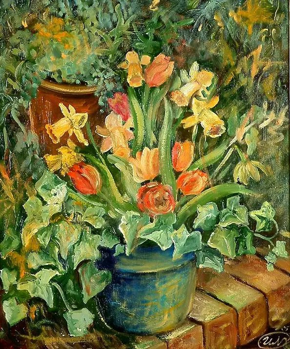Urszula Nieborak - Daffodils and ivy II